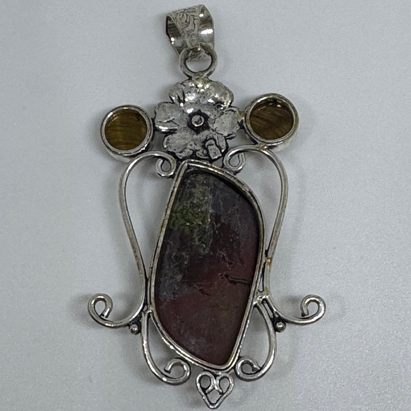 New Sterling Silver Bloodstone Pendant - Picture 3 of 5